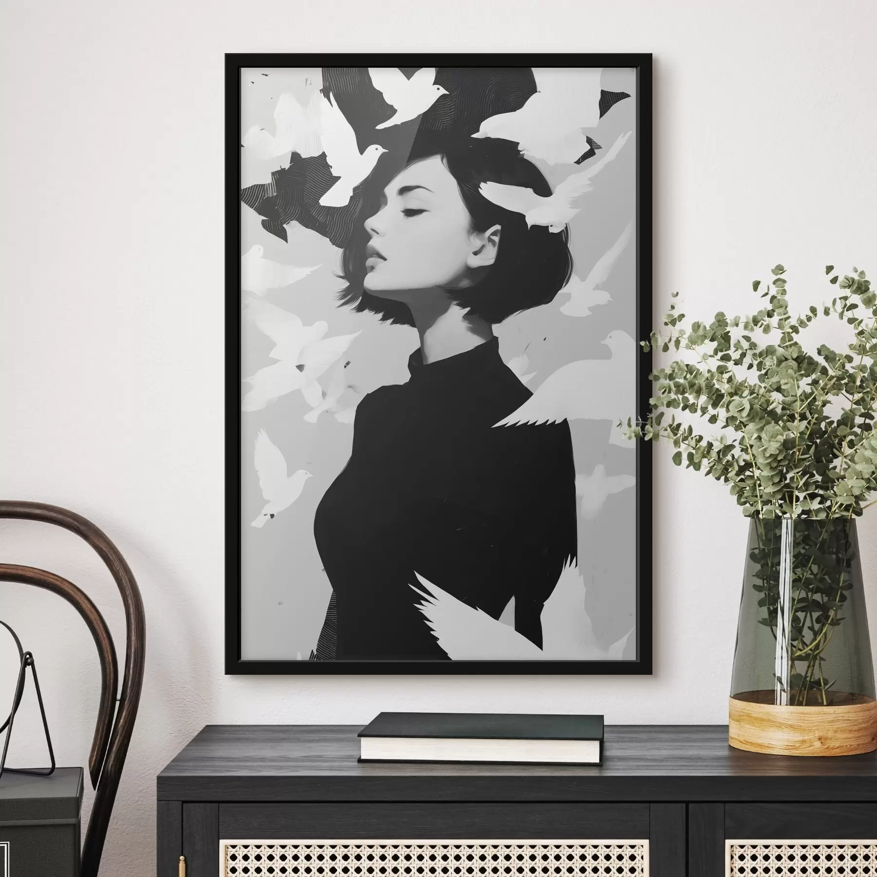 Fototapety Dievča s vtákmi f46369