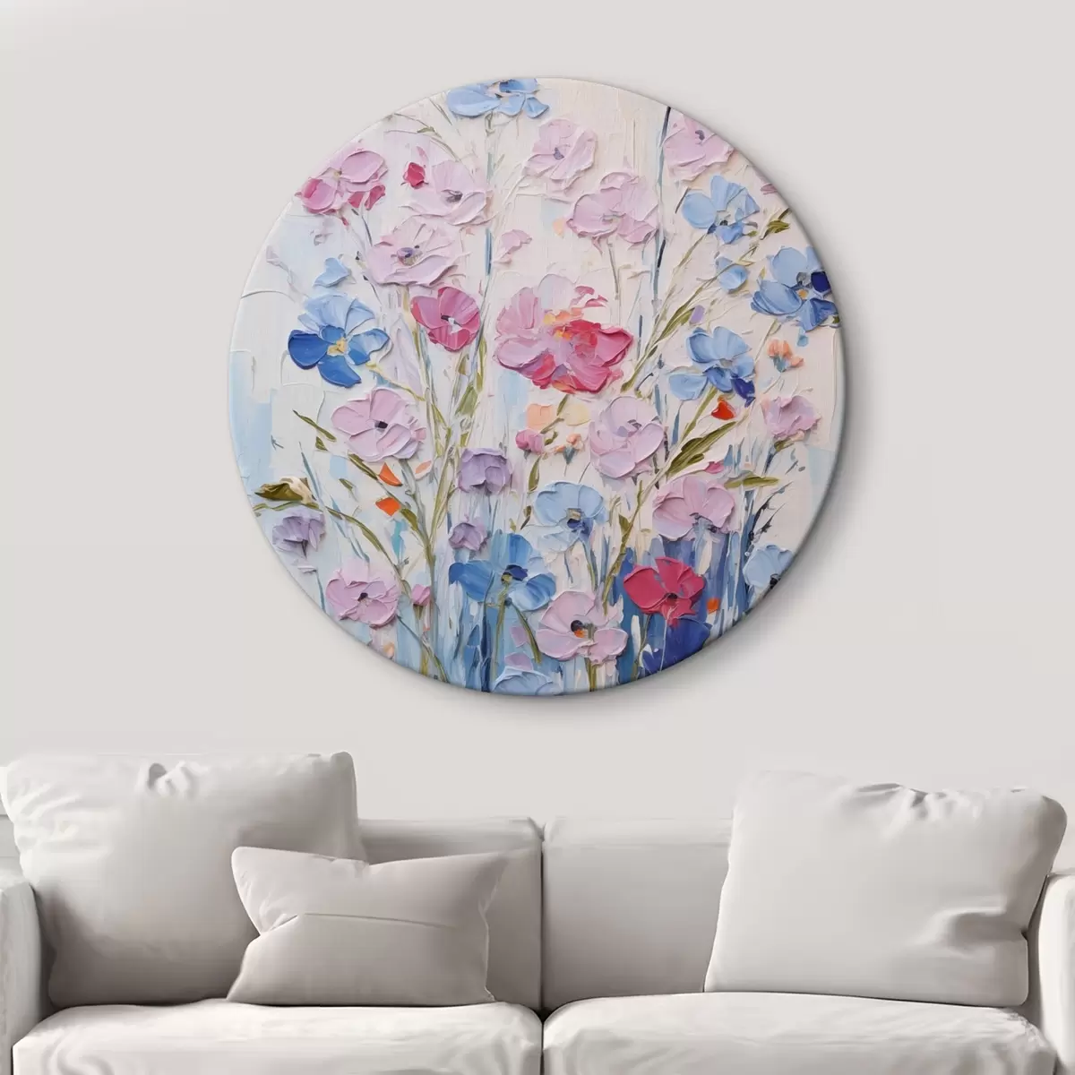 Okrúhle obrazy Maľované kvety r46395