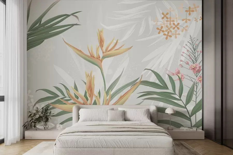 Fototapety Exotické kvety Strelitzia v zelení w04783 - Uwalls.sk Fototapety Exotické kvety Strelitzia v zelení w04783