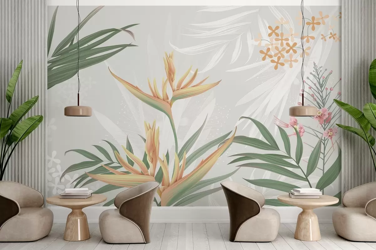 Fototapety Exotické kvety Strelitzia v zelení w04783