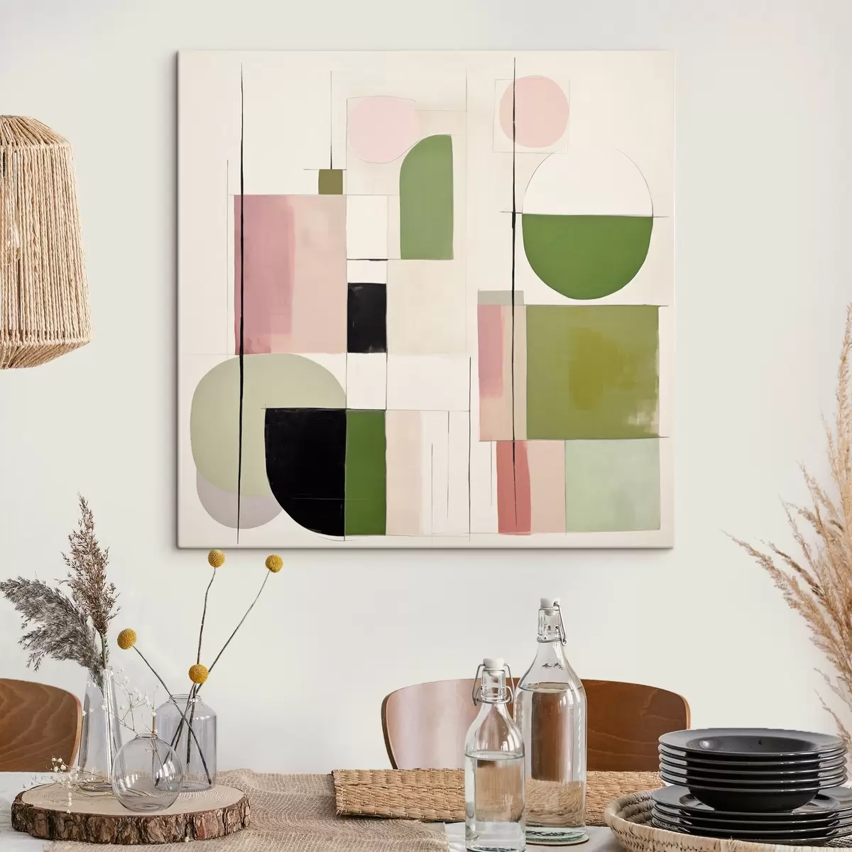 Obraz Abstraktné umenie s farebnými blokmi a čiarami s46313