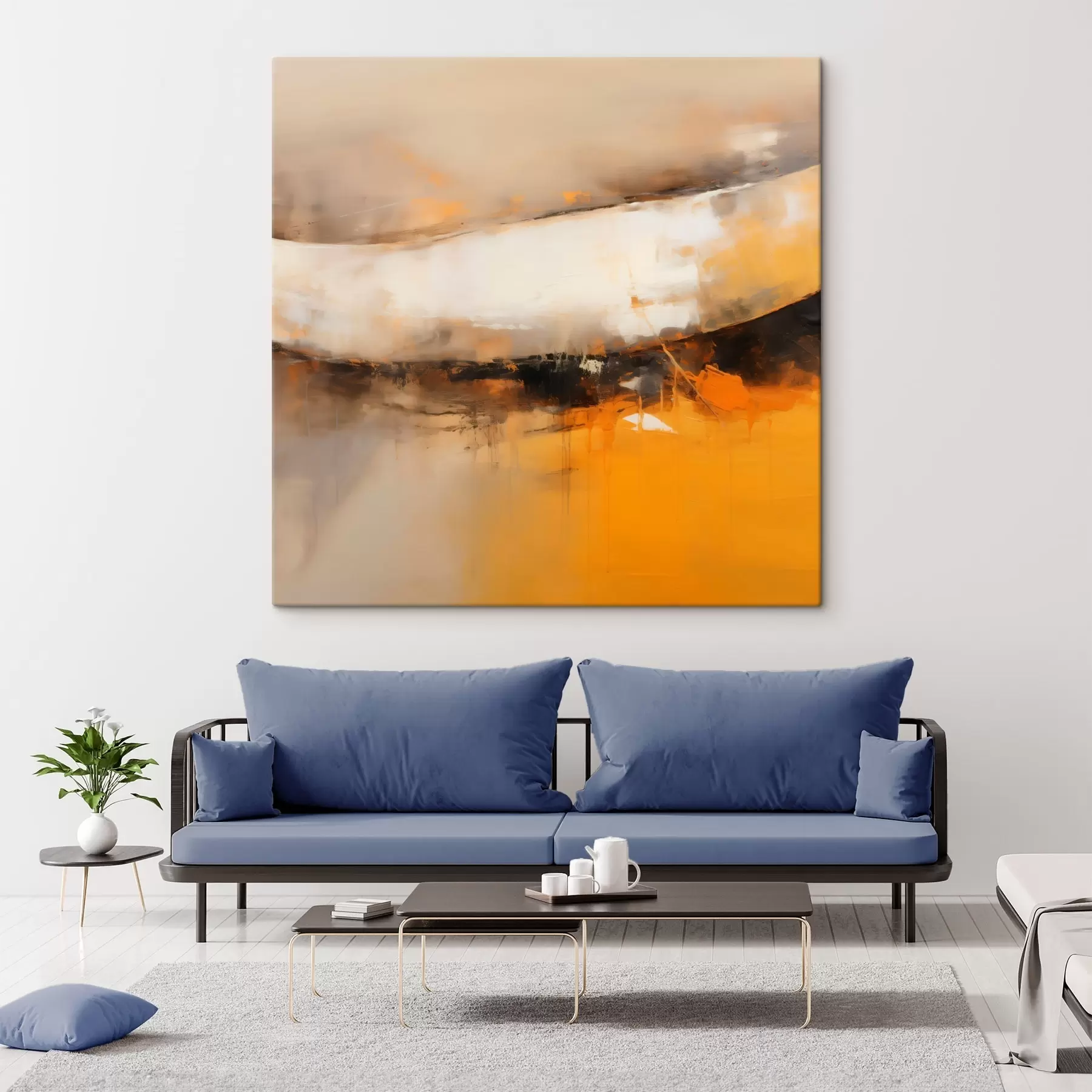 Obraz Dynamická kompozícia s oranžovými a tmavými tónmi s46318