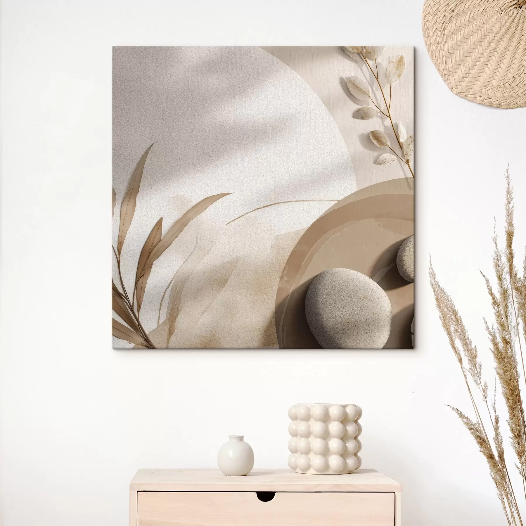 Obraz Kamene a tiene na stene v béžových odtieňoch s46311