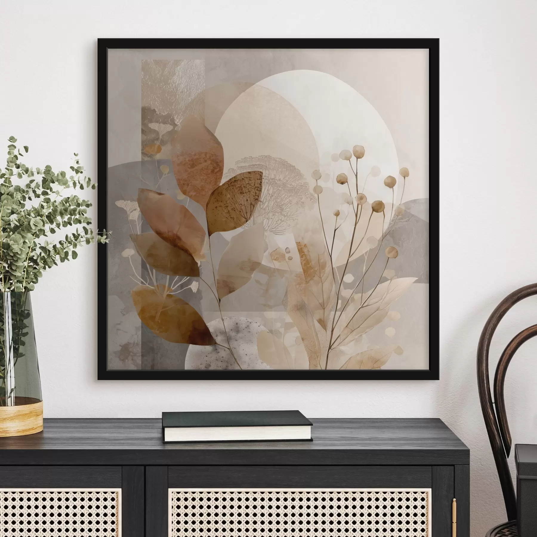 Fototapety Kvetinový vzor v béžovej a hnedej farbe f46308