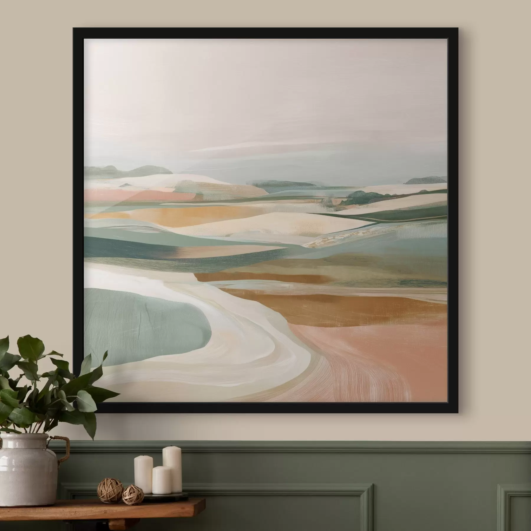 Fototapety Vidiek s polami a cestou v akvarelovom štýle f46317