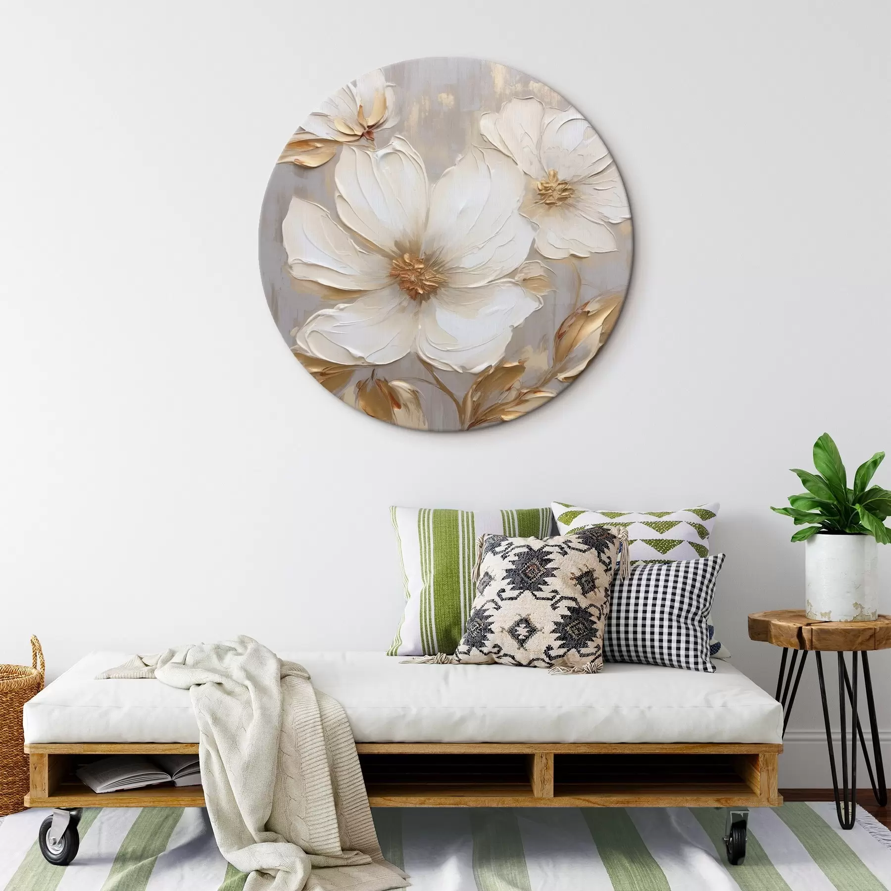 Obraz Veľké textúrované kvety s maliarskymi ťahmi v teplej farebnej palete r46176