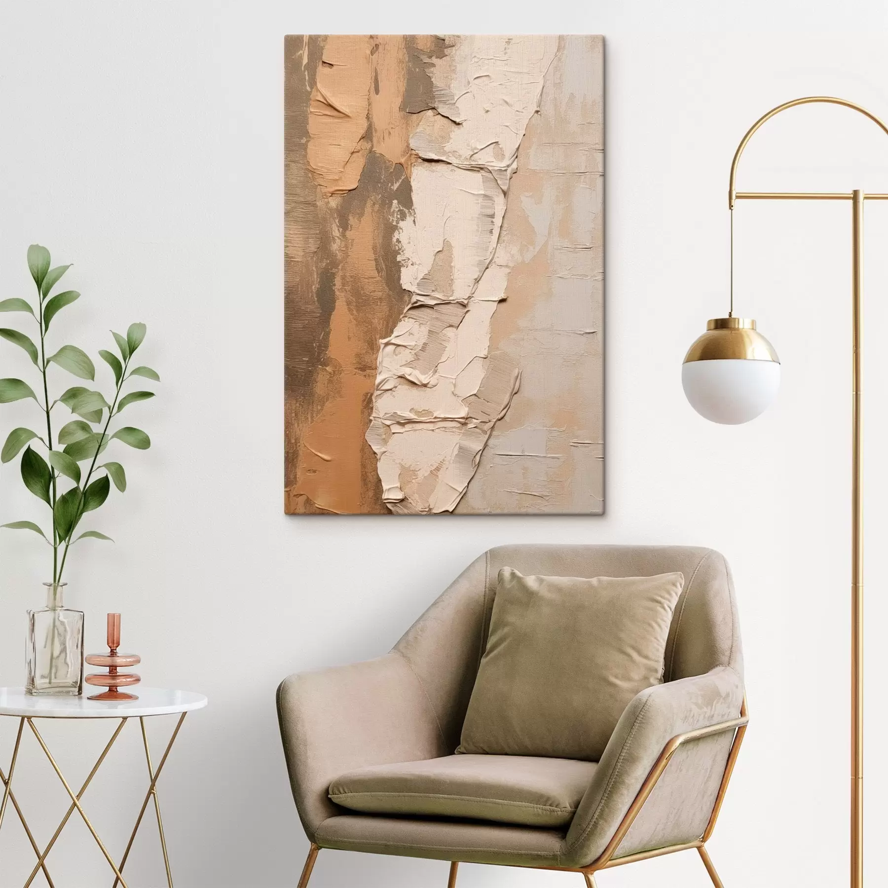 Obraz Abstraktná maľba s hustými ťahmi štetca, béžovými a hnedými odtieňmi, textúrovaným povrchom a neutrálnou farebnou paletou. s46272