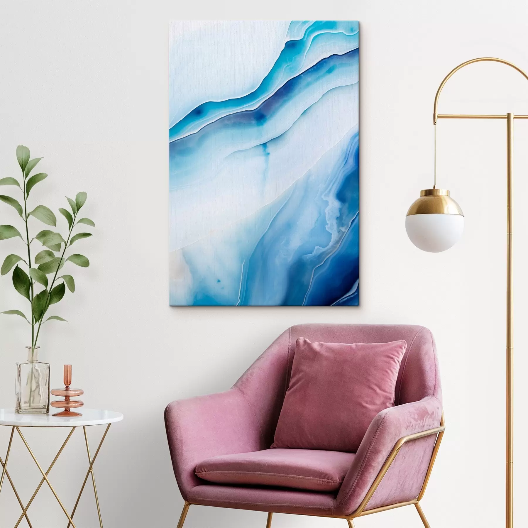 Obraz Abstraktná modro-biela achátová potlač, víriace línie a prechody, hladká textúra, moderné umenie, minimalistický štýl s46291