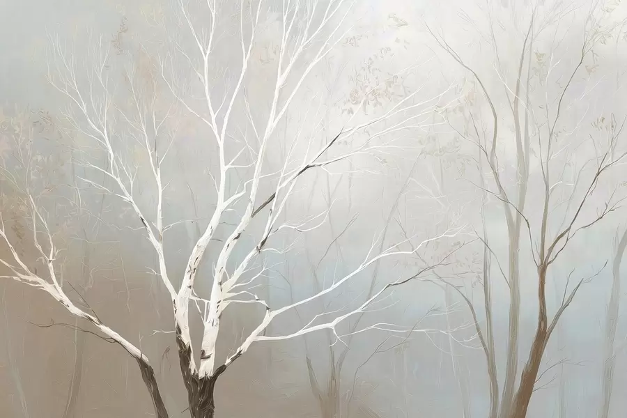 Fototapety Svetlé vetvy v rannej hmle v pastelových odtieňoch w09447