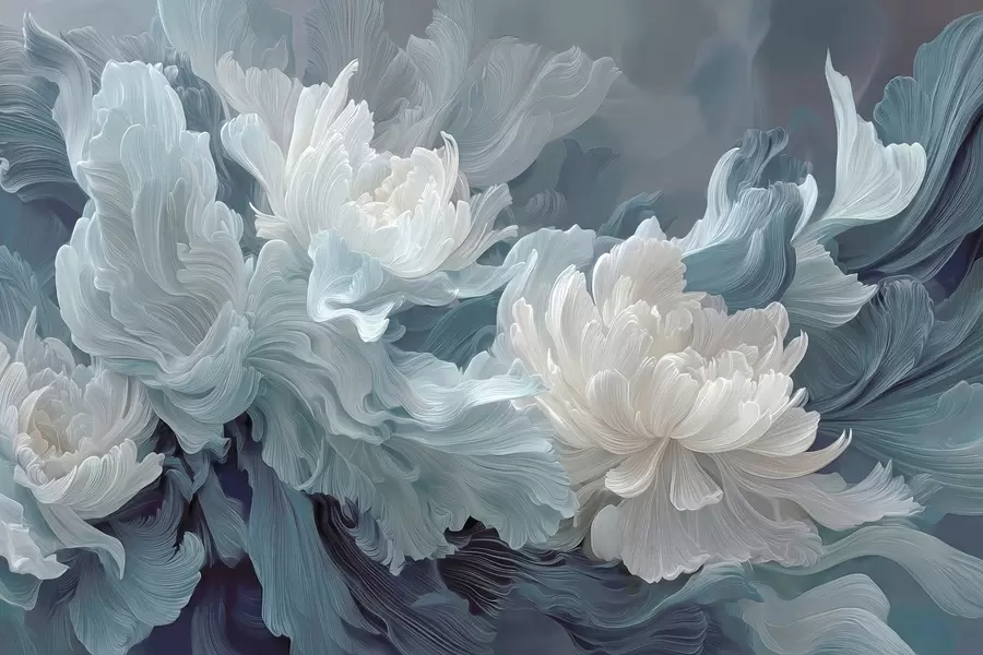 Fototapety Abstraktné kvety v modrých a tyrkysových odtieňoch w09452