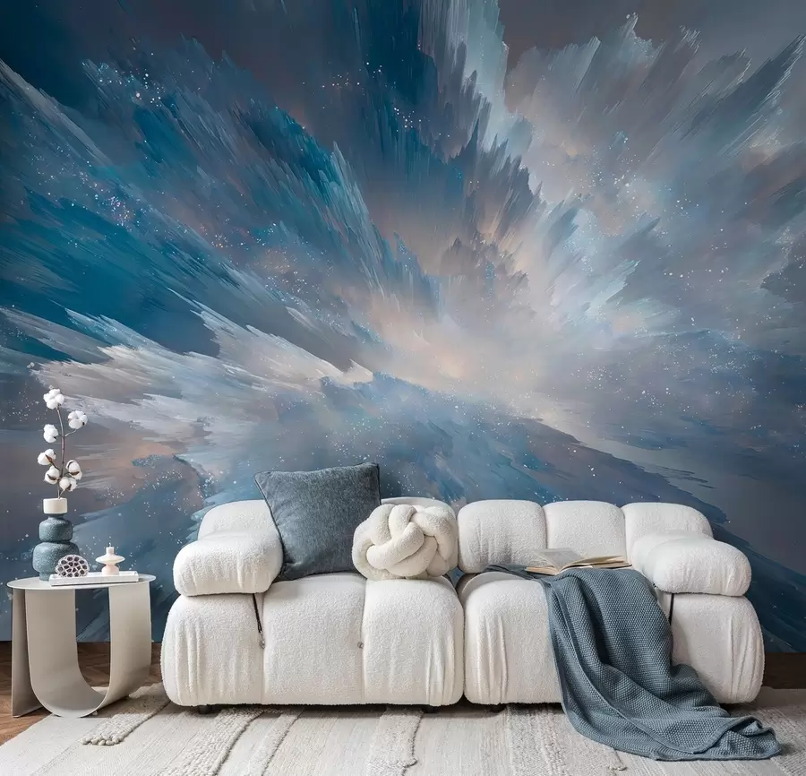 Fototapety Abstraktné žiarenie kozmického neba v ľadovo modrých odtieňoch w09461