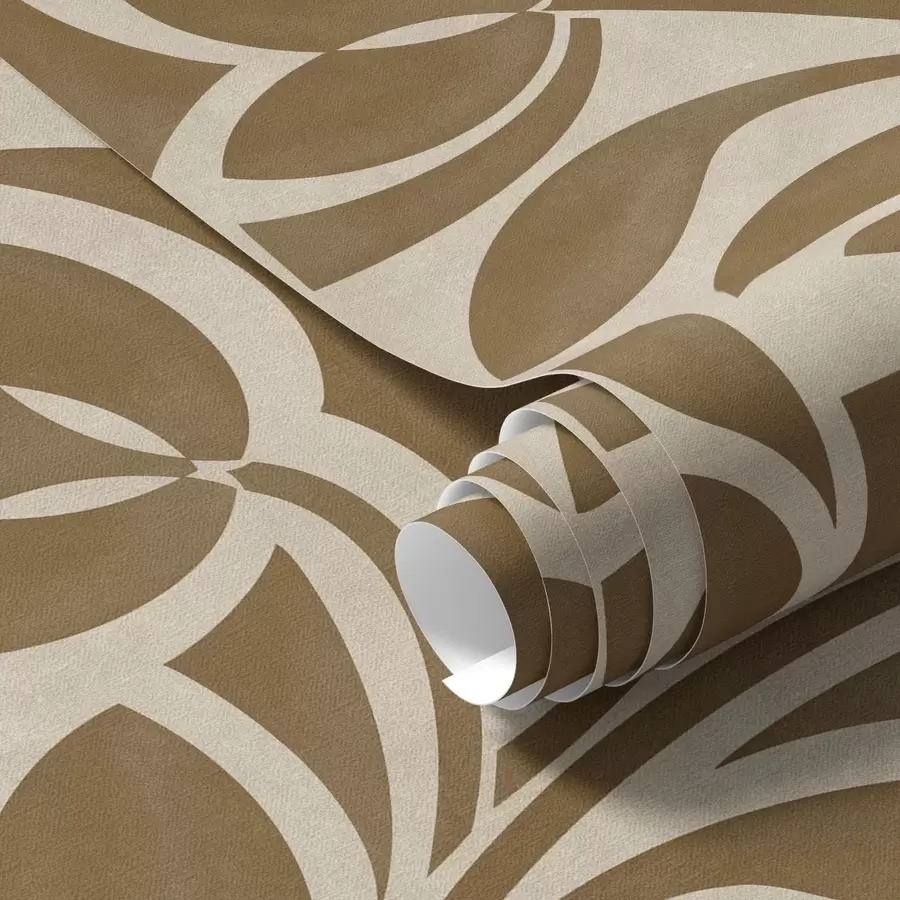 Fototapety Geometrické siluety listov, karamelovo hnedé na béžovom podklade a00679