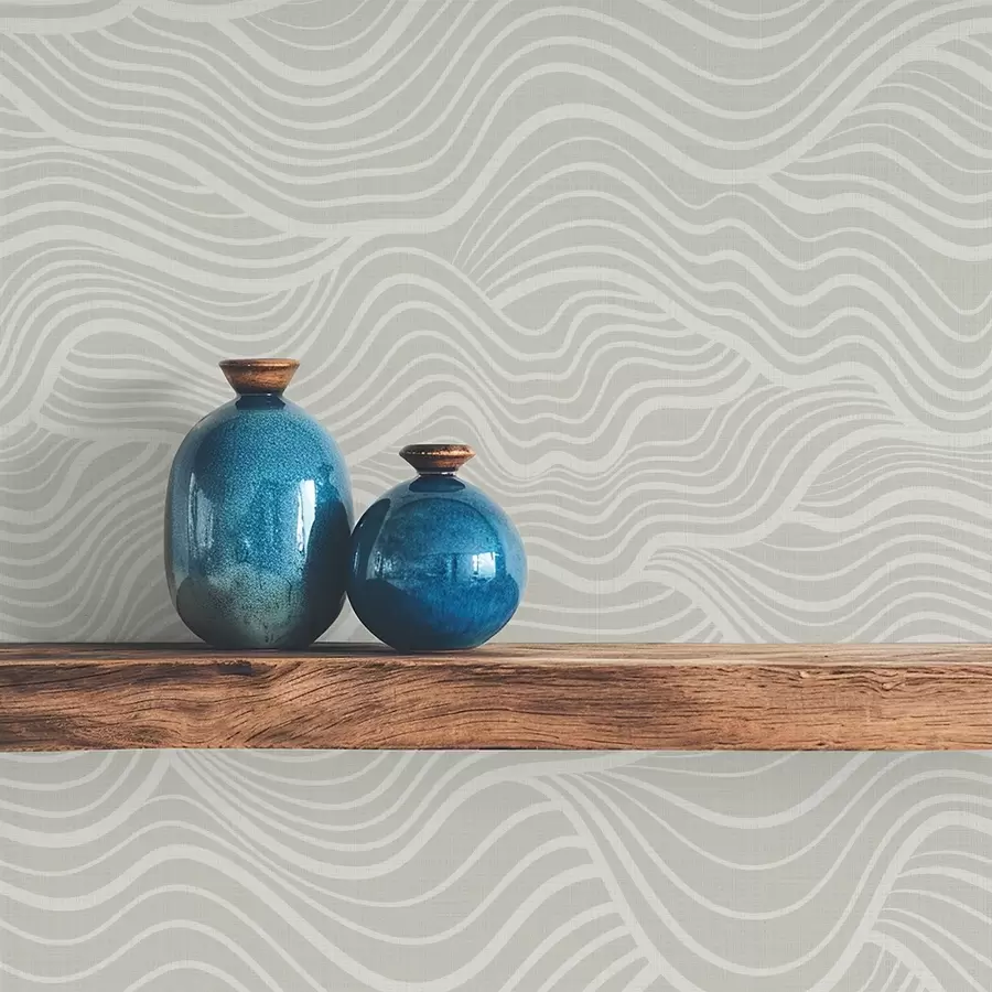 Fototapety Vlny na šedo-olivovom pozadí s textúrou tkaniny a00681