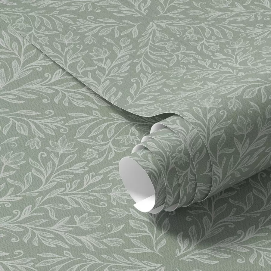 Fototapety Botanický damask na mätovo-olivovom pozadí a00815