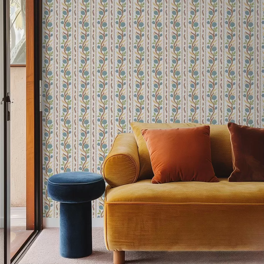 Fototapety Vertikálne pruhy s modrými kvetmi a00816v2