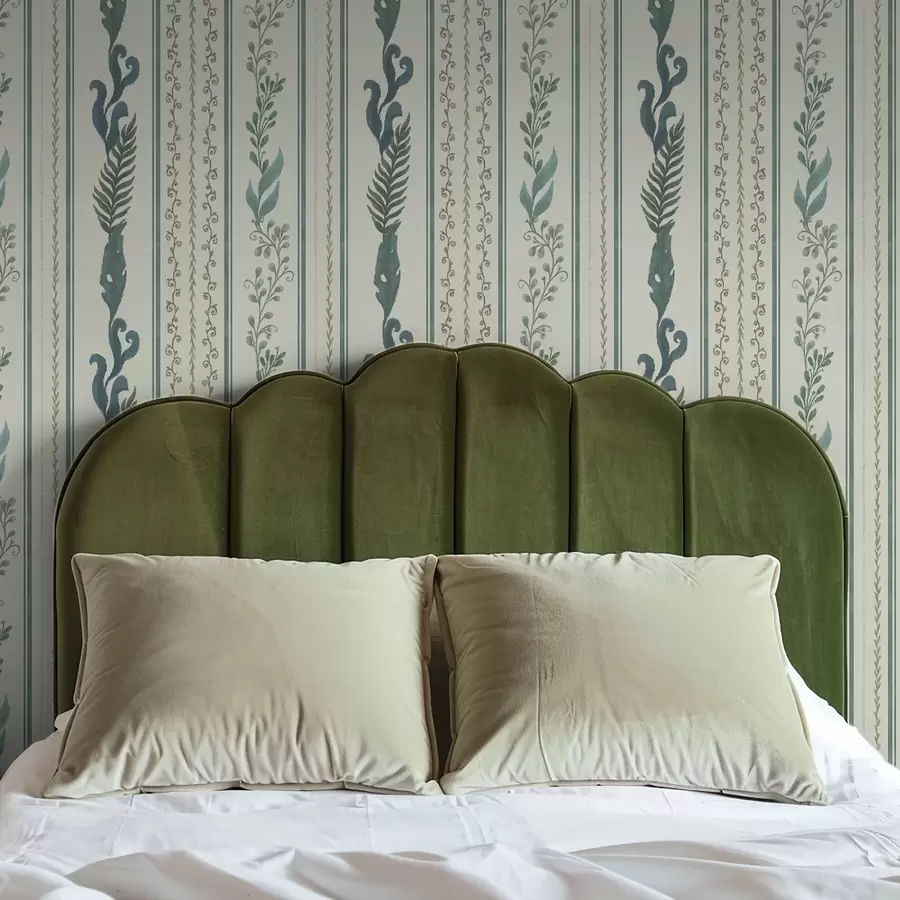 Fototapety Pruhy s vetvičkami a kučerami na teplom mliečnom pozadí a00823v2