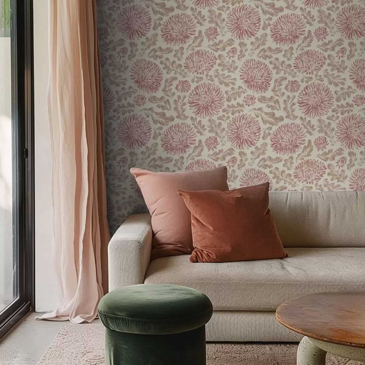 Tapety Chryzantémy s vínovými akcentmi na smotanovej farbe a00840v1 Tapety Chryzantémy s vínovými akcentmi na smotanovej farbe a00840v1