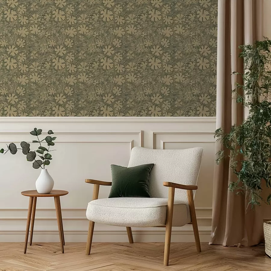 Fototapety Lístie a tráva v odtieňoch šedej a olivovej farby a00847v1