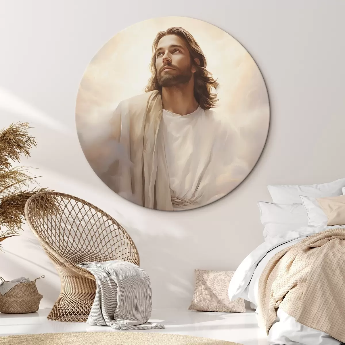 Okrúhle obrazy Ježiš medzi oblakmi r46445 Okrúhle obrazy Ježiš medzi oblakmi r46445