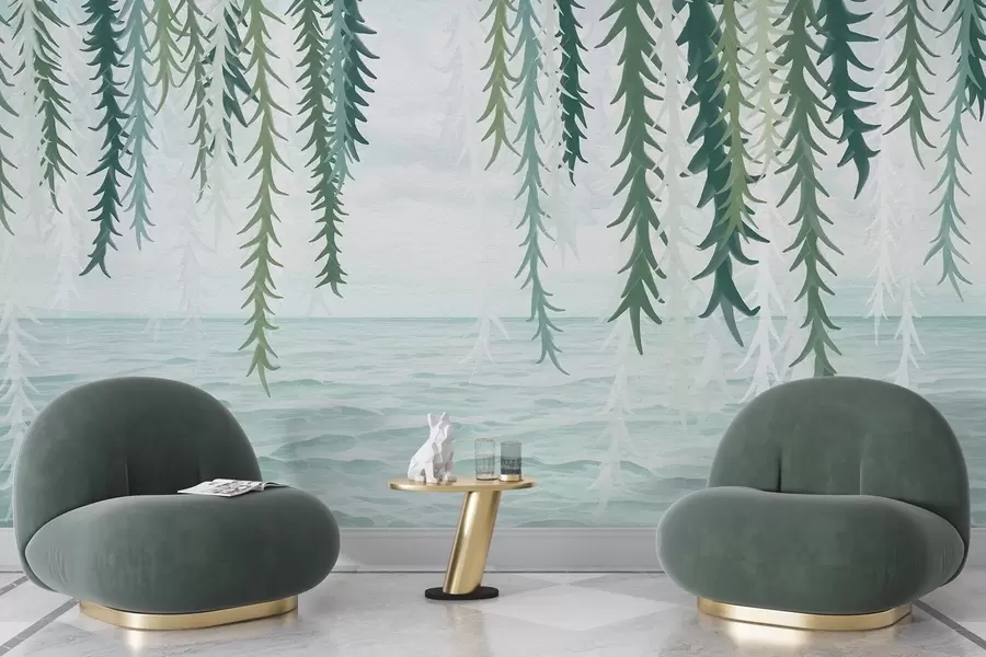 Fototapety Jemné viniče visiace nad vodou v akvarelovom štýle w04830