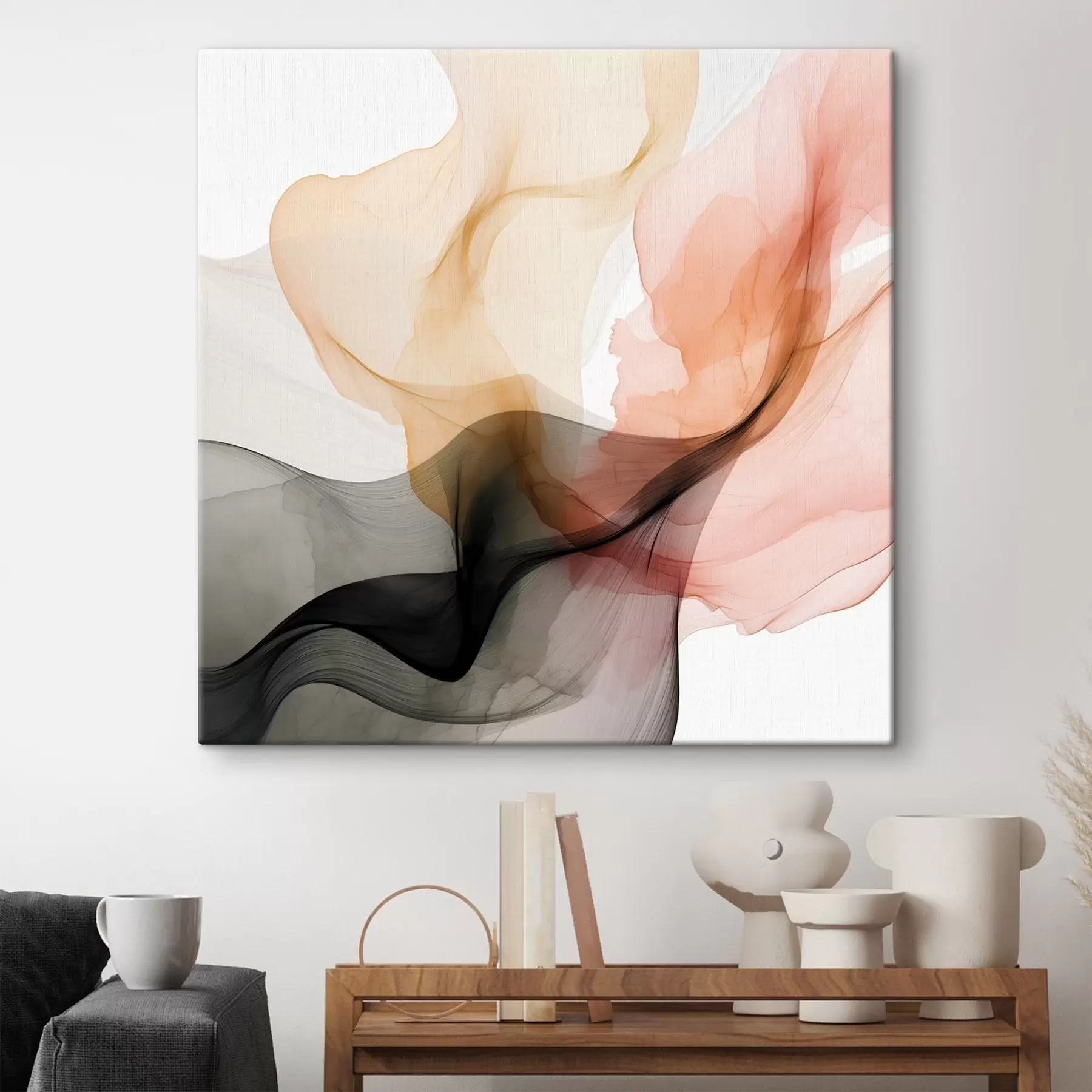 Obraz Koralová a sivá farba v jemnom štýle s46333