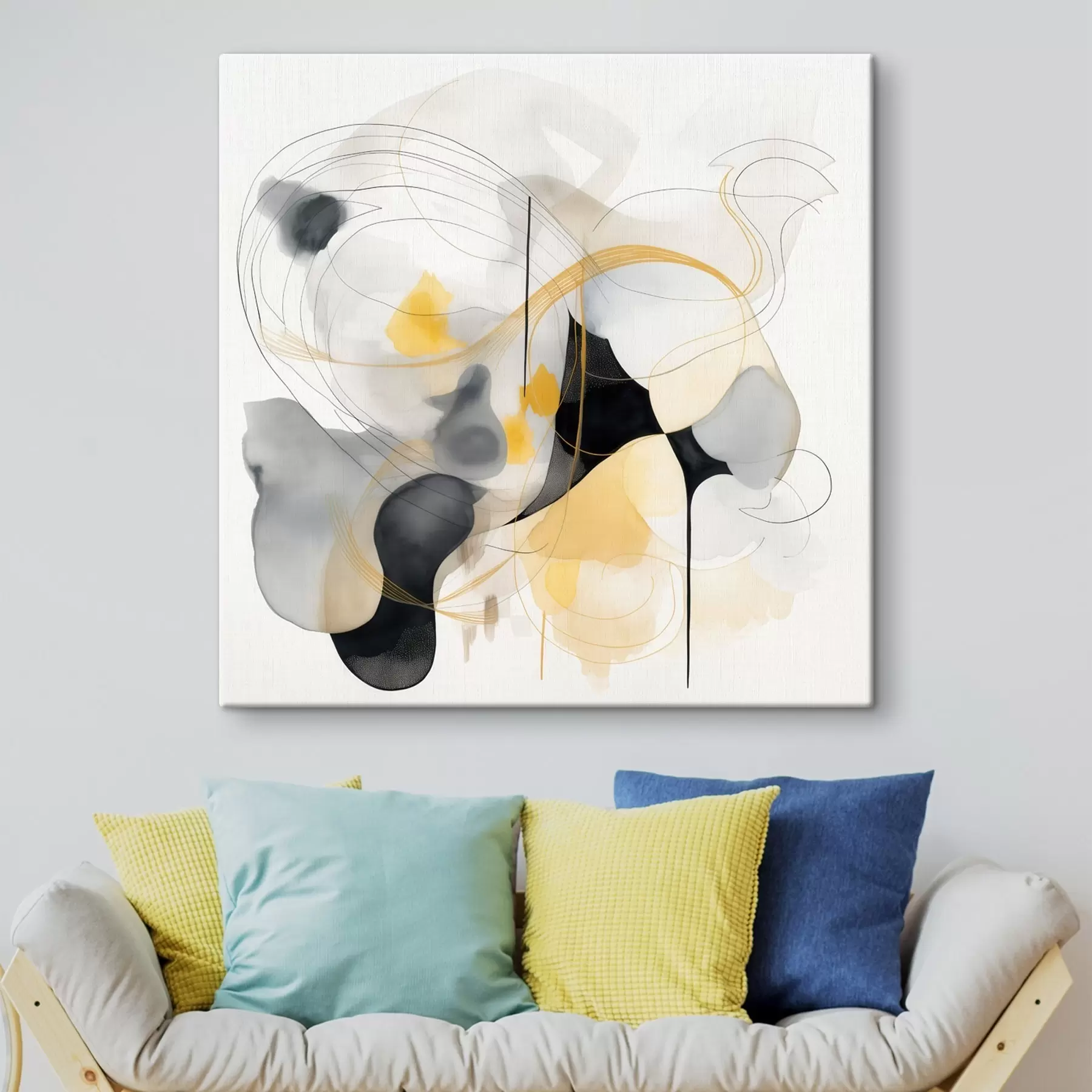 Obraz Chaotické línie a škvrny v modernom štýle s46335