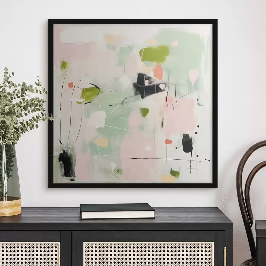 Fototapety Ružová a mätová, pastelové ťahy štetcom f46324