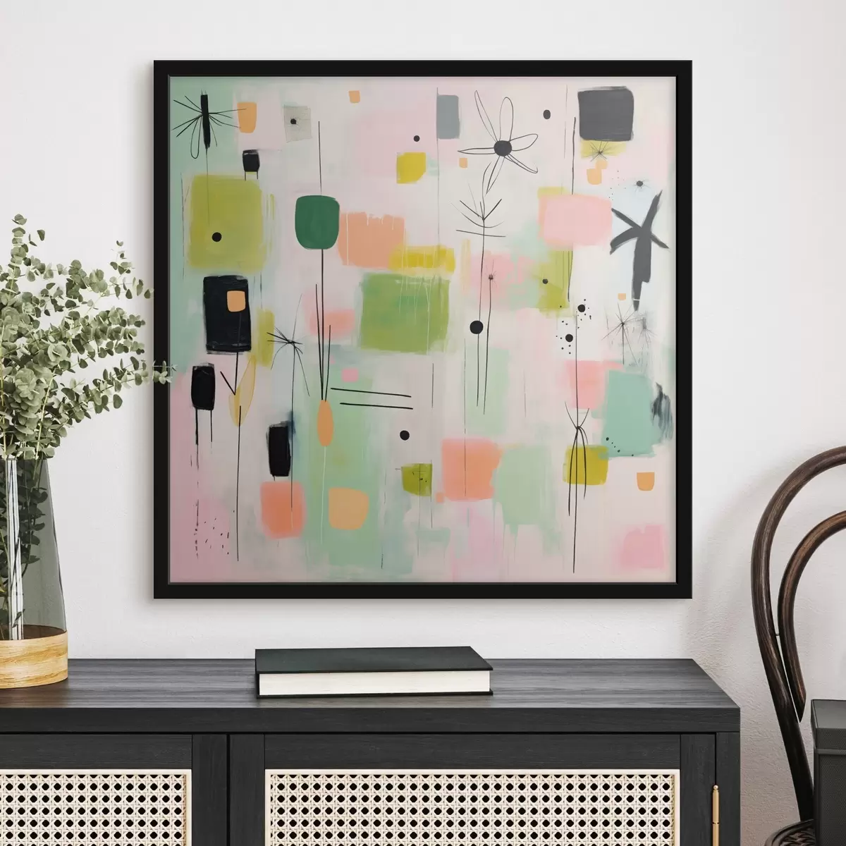 Plagáty Abstraktné kvety, ľahká kompozícia v olejovom štýle f46325