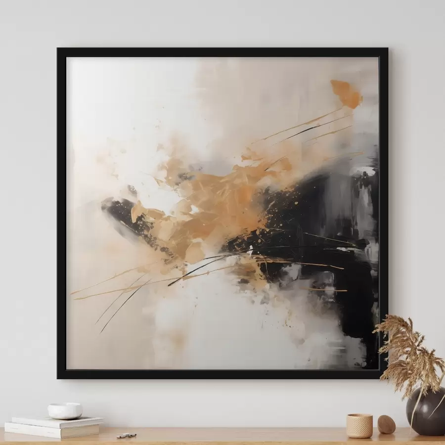 Fototapety Oranžové a čierne ťahy, moderná abstrakcia f46327