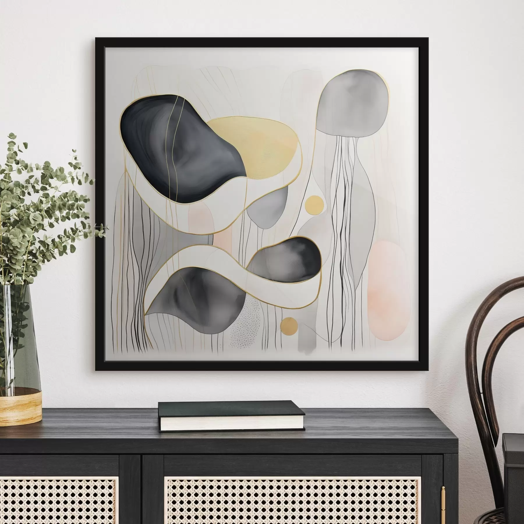 Fototapety Neutrálna kompozícia, sivé a pieskové škvrny v modernom štýle f46334