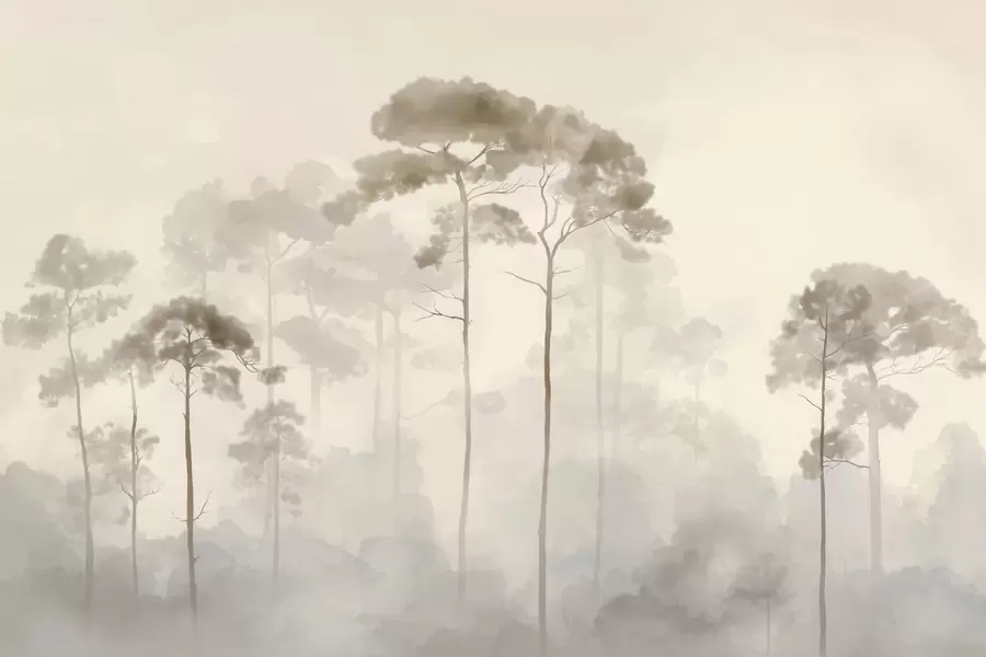 Fototapety ľahké siluety borovíc v akvarelovom štýle w04634