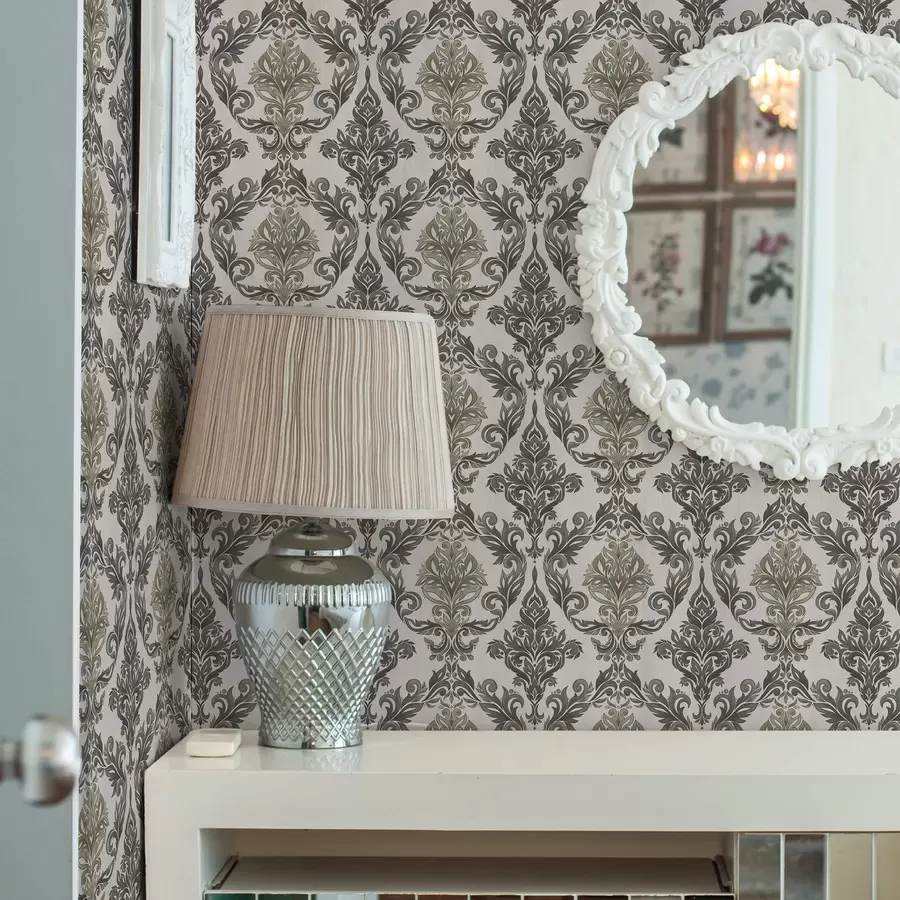 Fototapety Damašek na svetlom podklade, olivovo-bronzové akcenty a00828v6