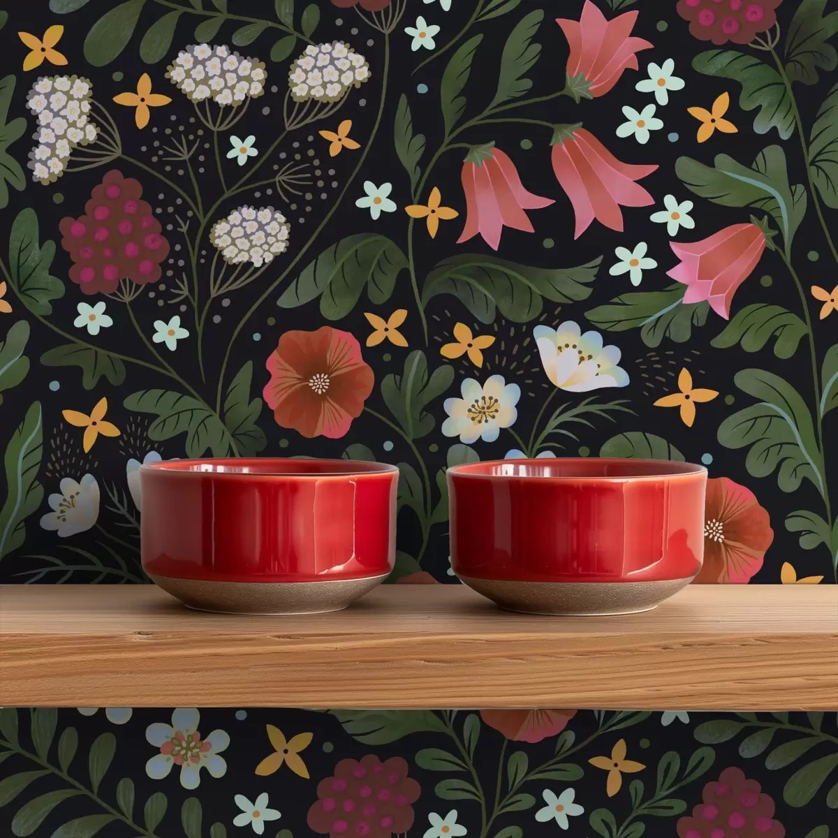 Tapety Divoké kvety a bobule na tmavočiernom pozadí a00849v3