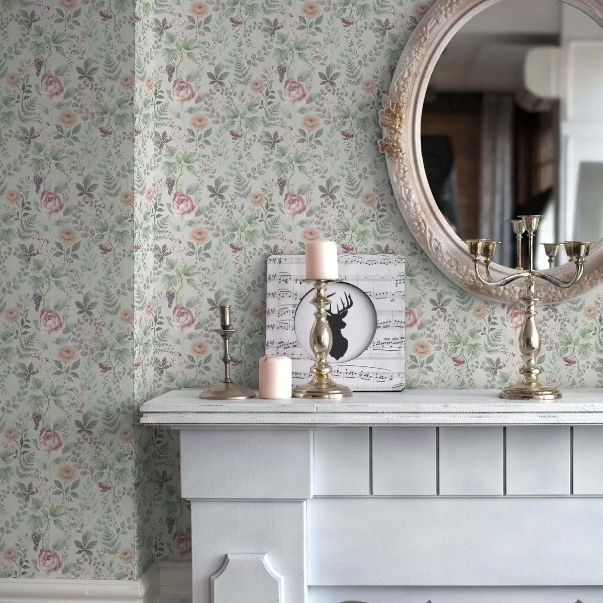 Fototapety Pastelová záhrada s ružami, papradím a hrozno a00867