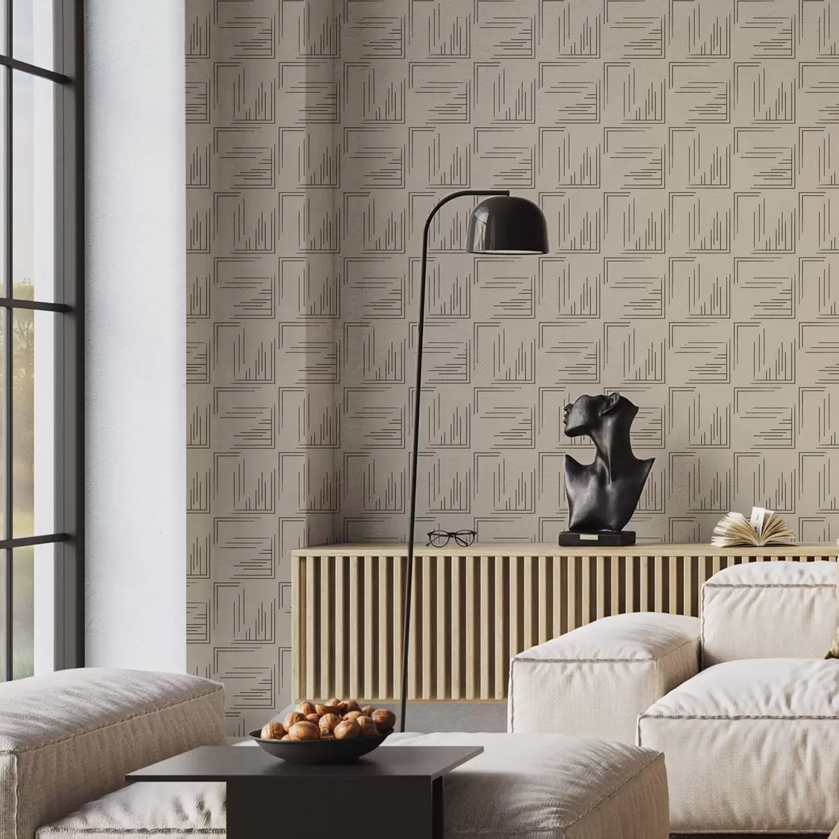 Fototapety Veľké kakaové rohové štvorce s rôznymi výplňami čiar, piesok a00913