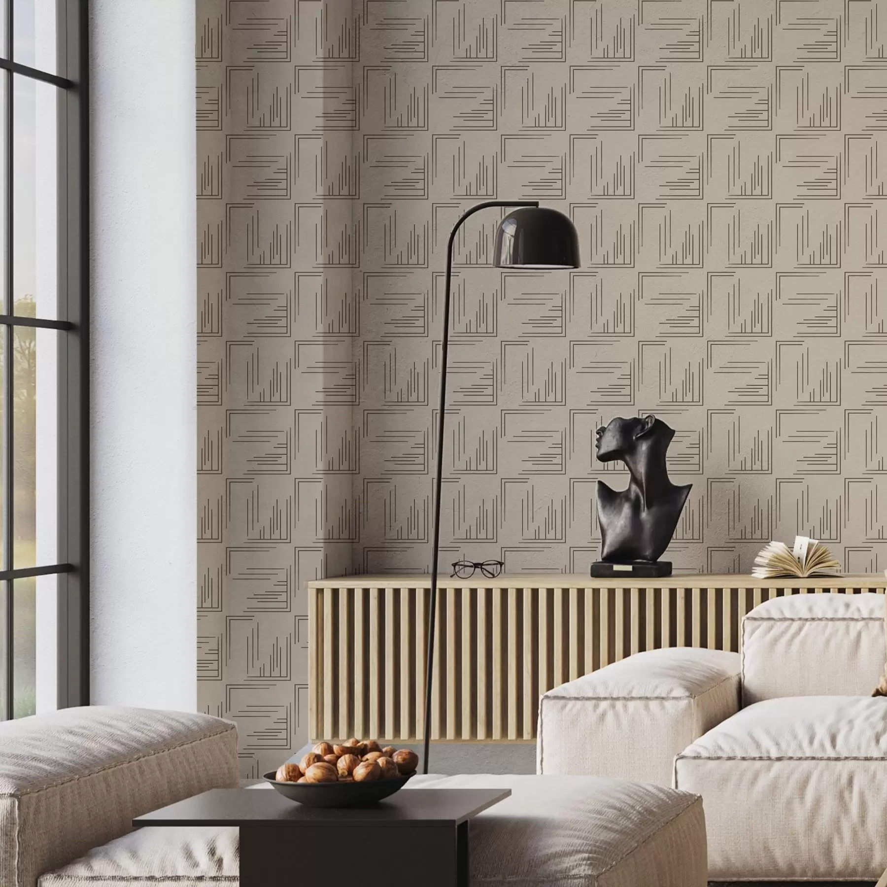 Fototapety Veľké kakaové rohové štvorce s rôznymi výplňami čiar, piesok a00913