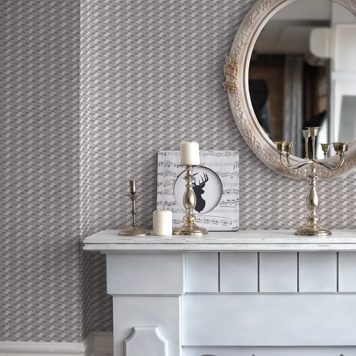 Fototapety Modulárne dlaždice v odtieni fialovej s prepojenými polkruhmi a00915