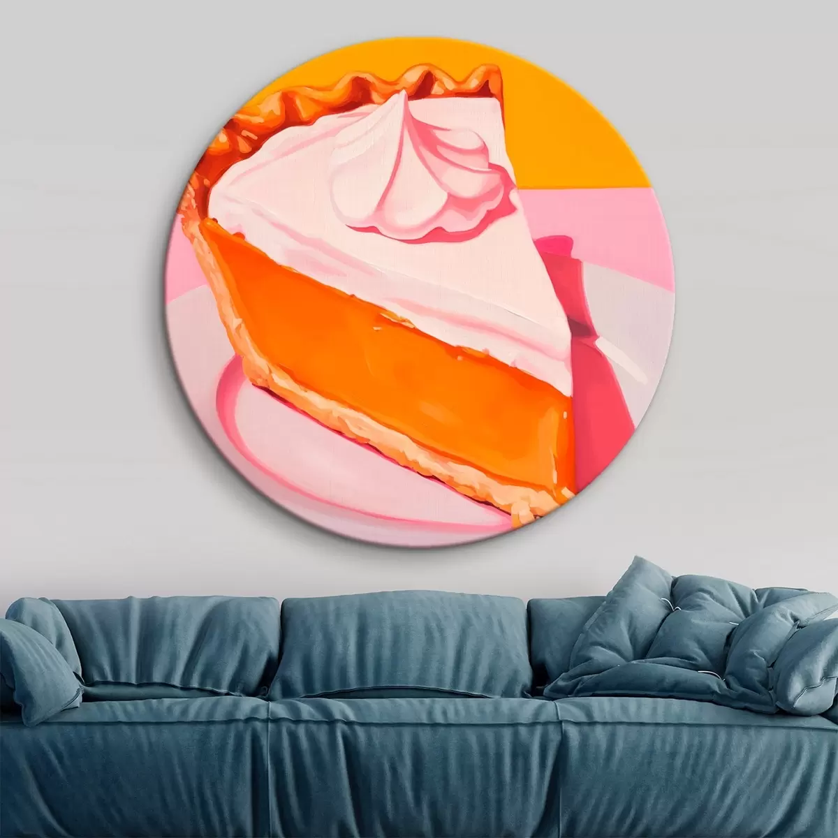 Okrúhle obrazy Kúsok tekvicového koláča. Pop art ilustrácia r46462