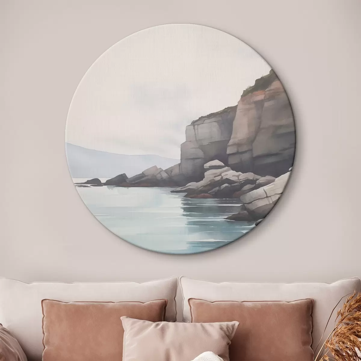 Okrúhle obrazy Skalnaté pobrežie v hmle r46464