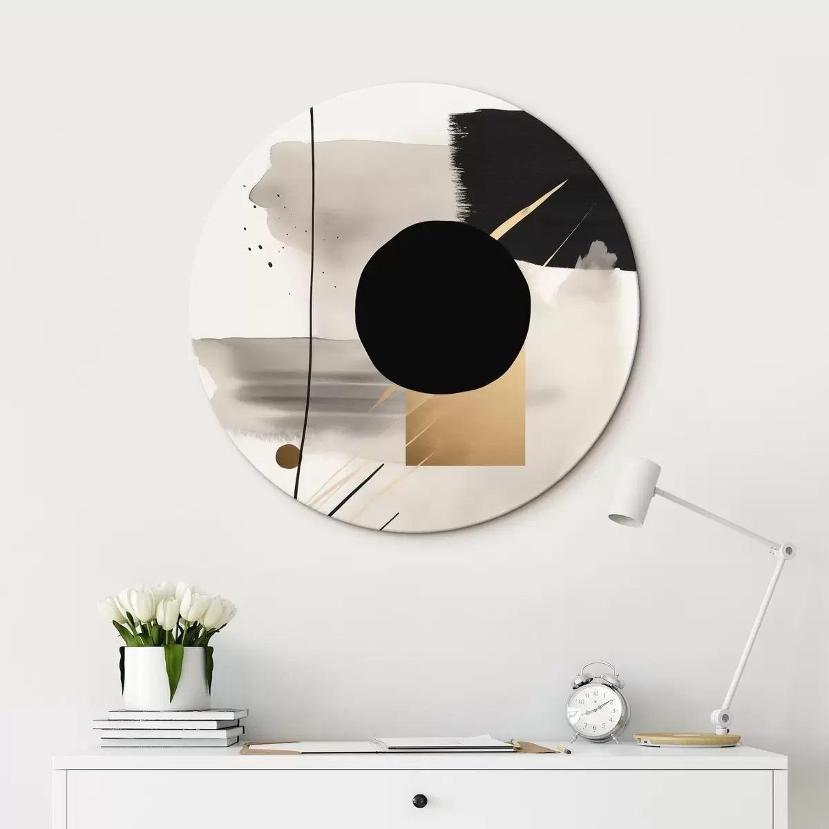 Okrúhle obrazy Abstrakcie s tvarmi r46572