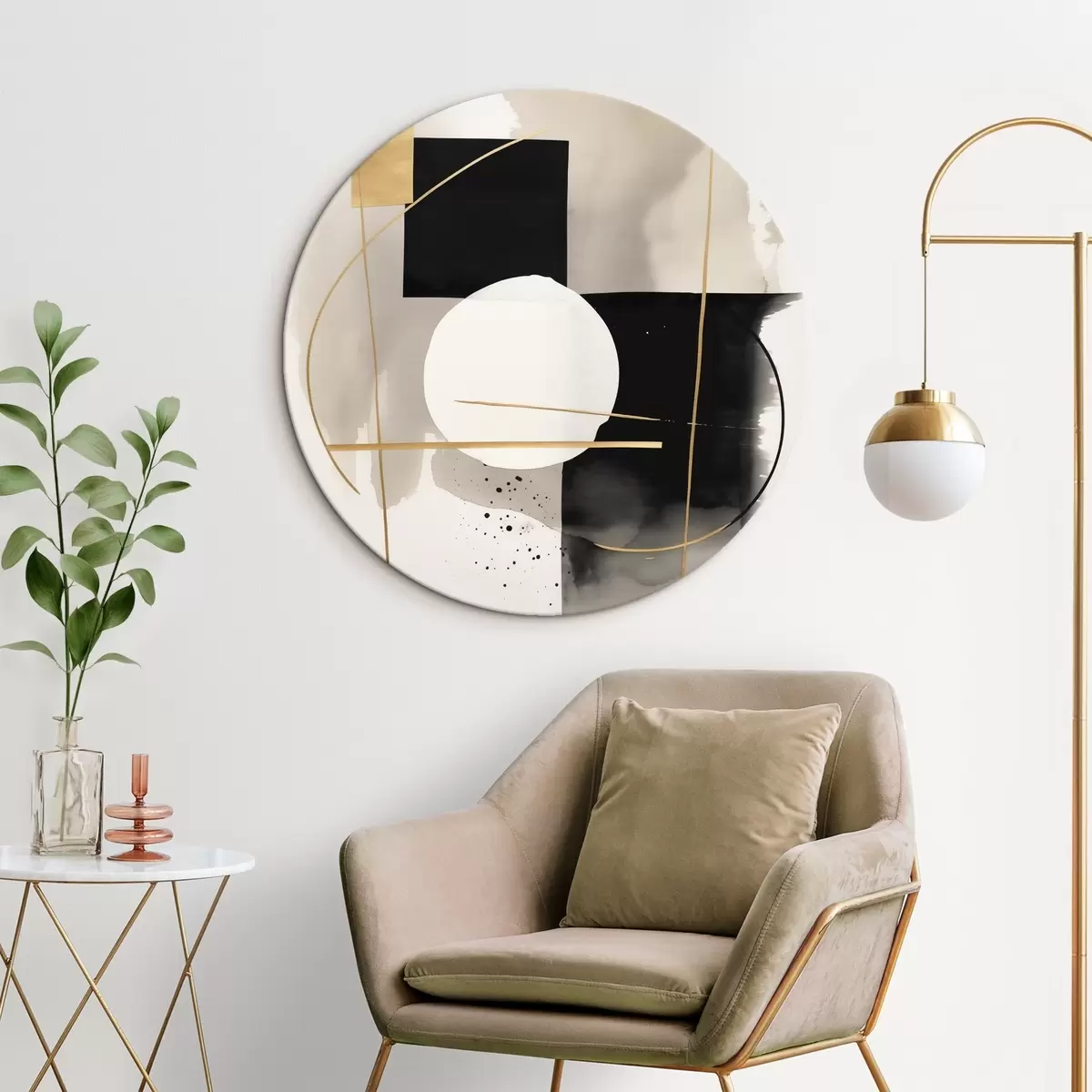 Okrúhle obrazy Abstrakcie s tvarmi r46573