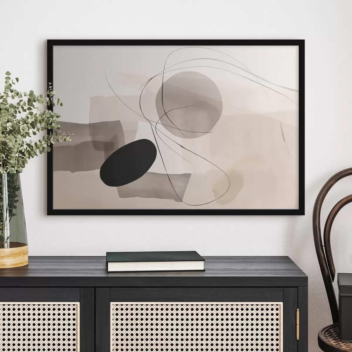 Plagáty Abstraktné tvary s čiarami f46455