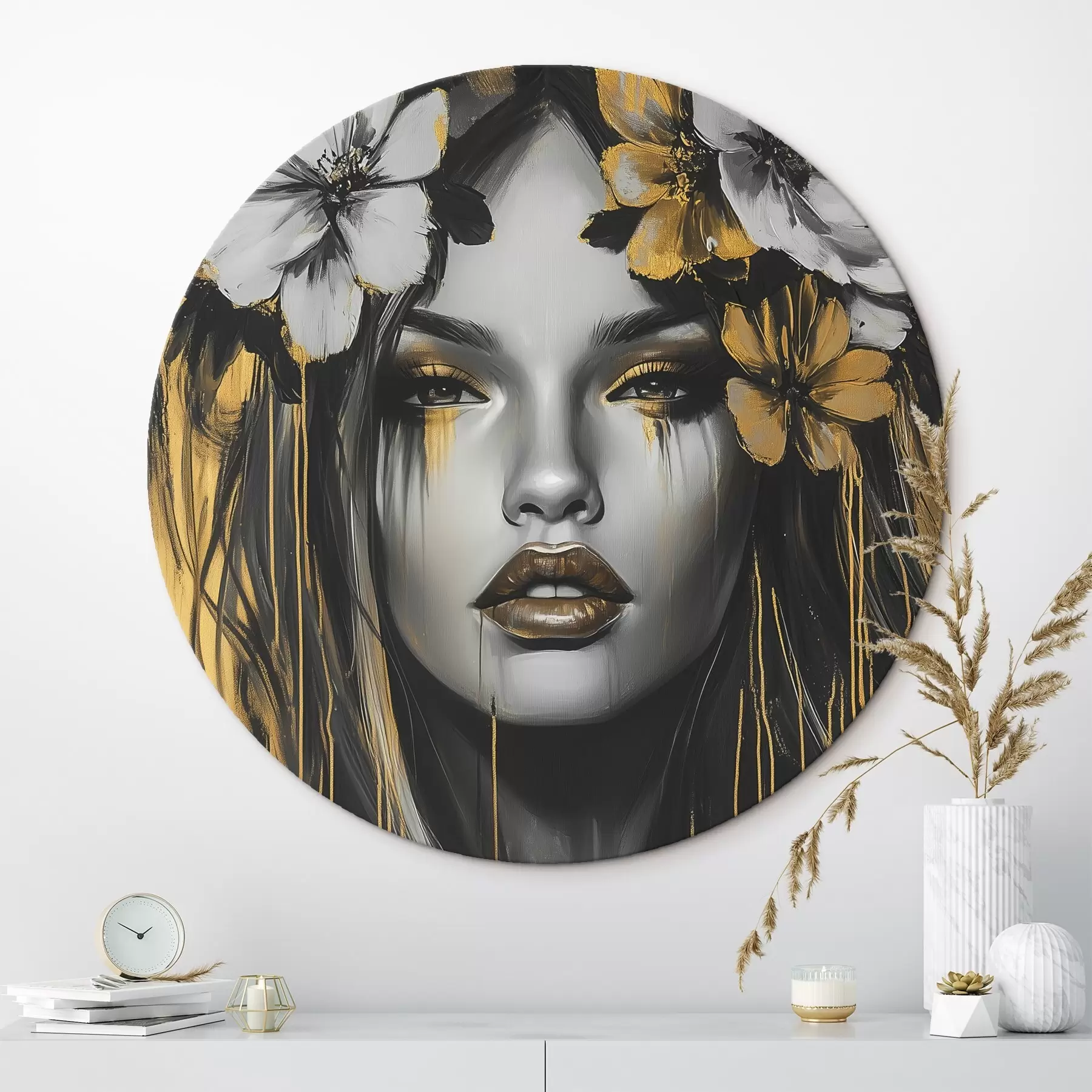 Obraz Abstraktný portrét ženy s kvetmi r46454