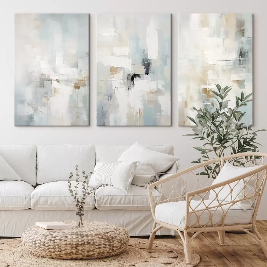 Obraz Vzdušná abstraktná paleta: biela, béžová a bledomodrá m00966