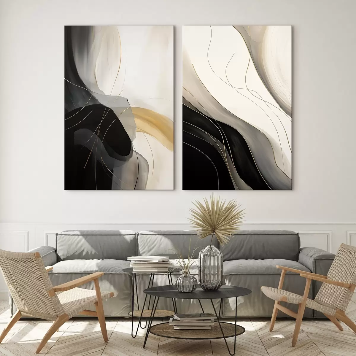 Obraz Monochromatické krivky s jemnými kovovými vláknami m00972