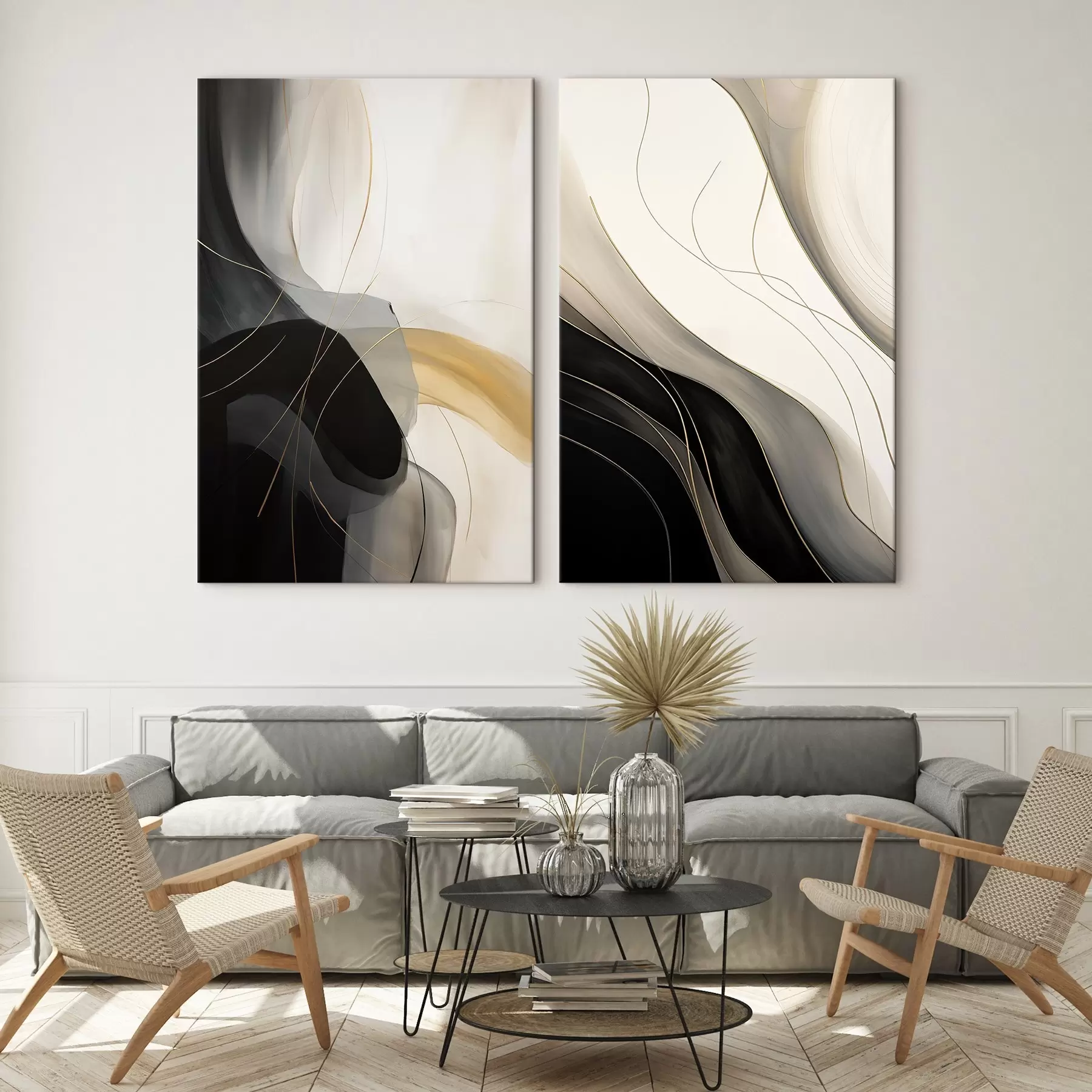 Obraz Monochromatické krivky s jemnými kovovými vláknami m00972