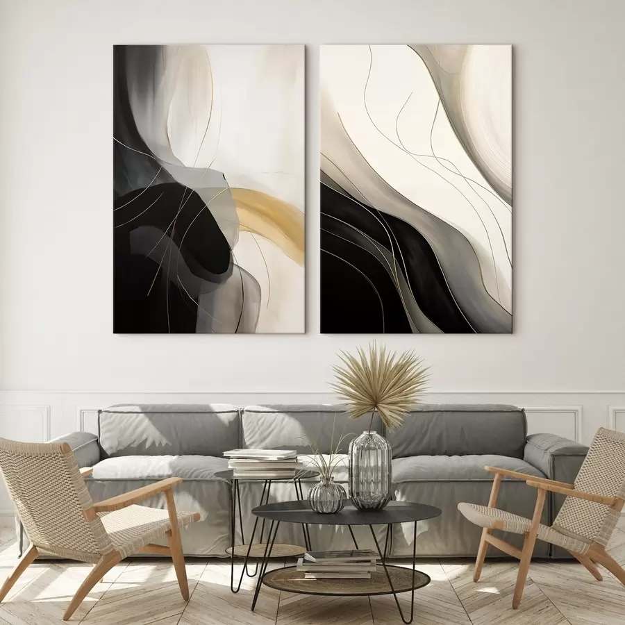 Obraz Monochromatické krivky s jemnými kovovými vláknami m00972