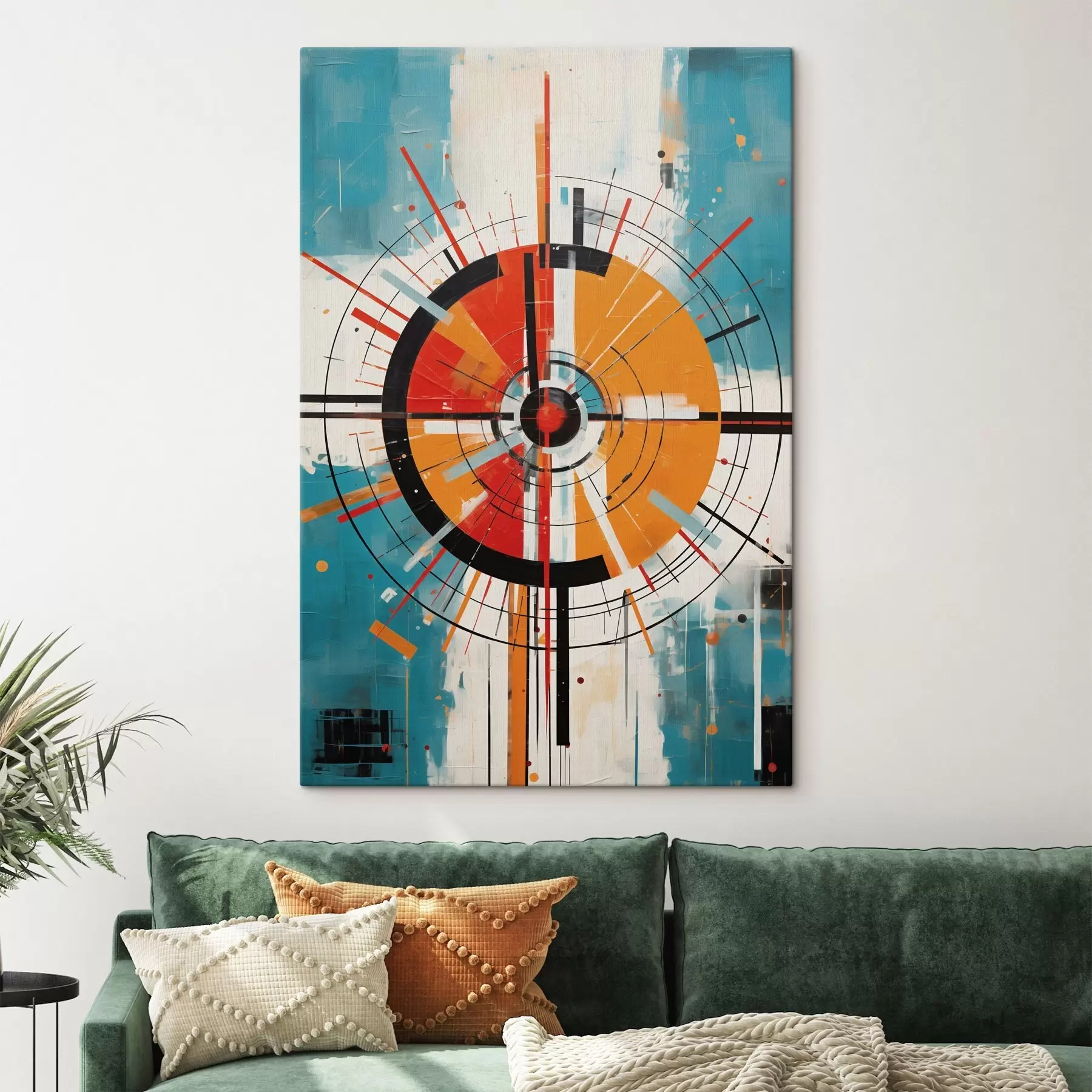 Obraz Sústredený terč s modrozelenými a oranžovými segmentmi s46486