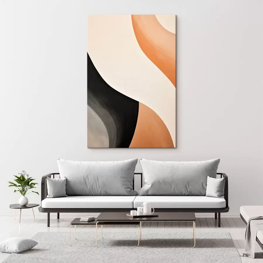 Obraz Výrazná S-krivka v krémovej, čiernej a terakotovej farbe s46495