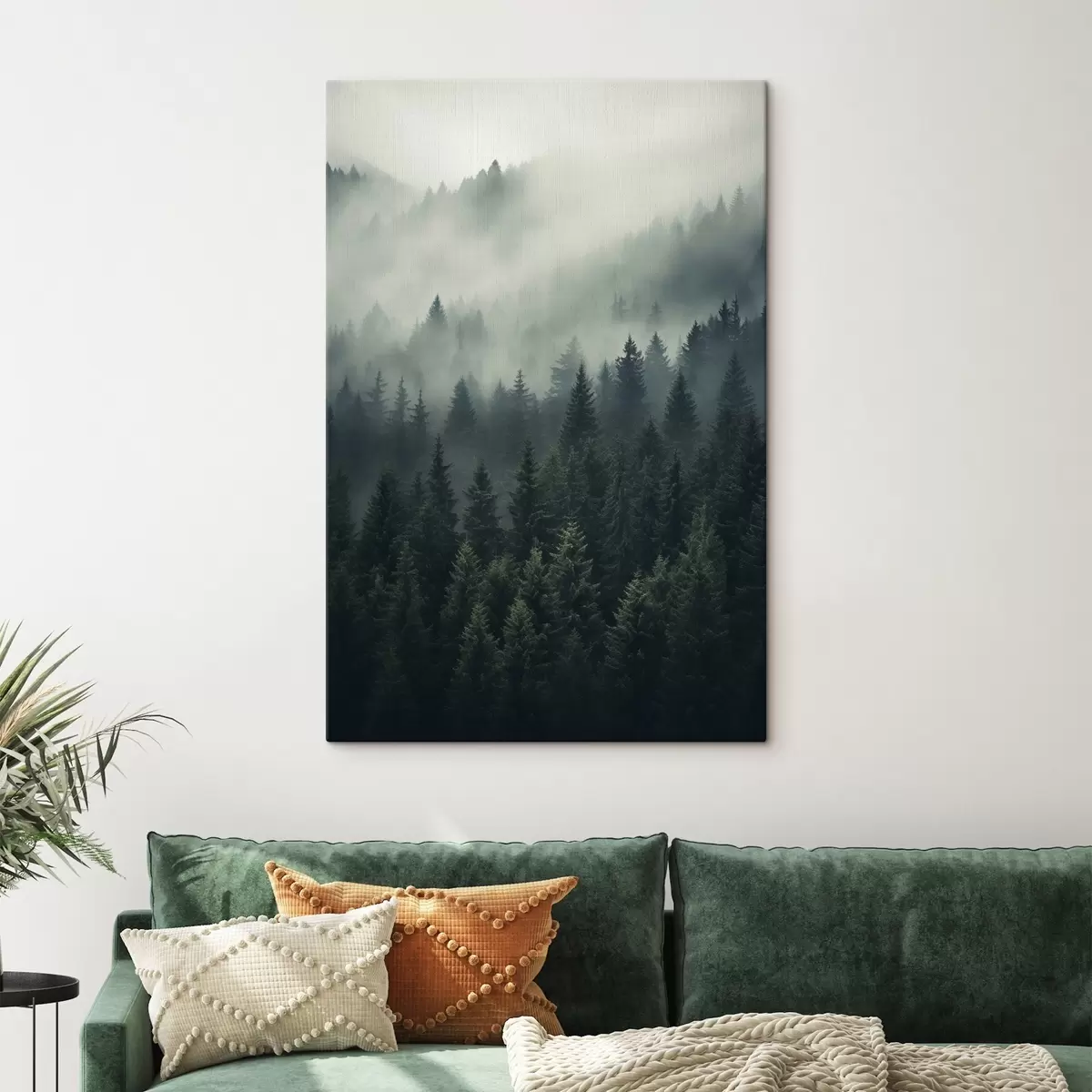 Obraz Hmla valiaca sa nad hustým vždyzeleným lesom s46512